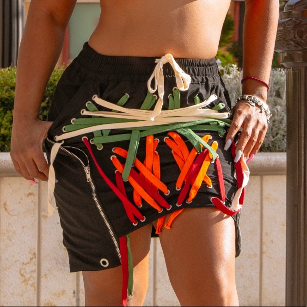 Skirt with colorful strings